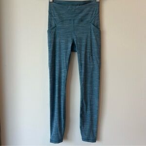 Lululemon Women’s 4 Power Thru Blue Leggings 25" Workout Yoga Training Gym Hike